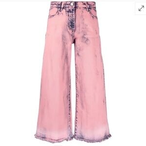 MSGM Acid-Effect Wide-Leg Ankle Crop Jean Frayed Hem Size 44 US 10